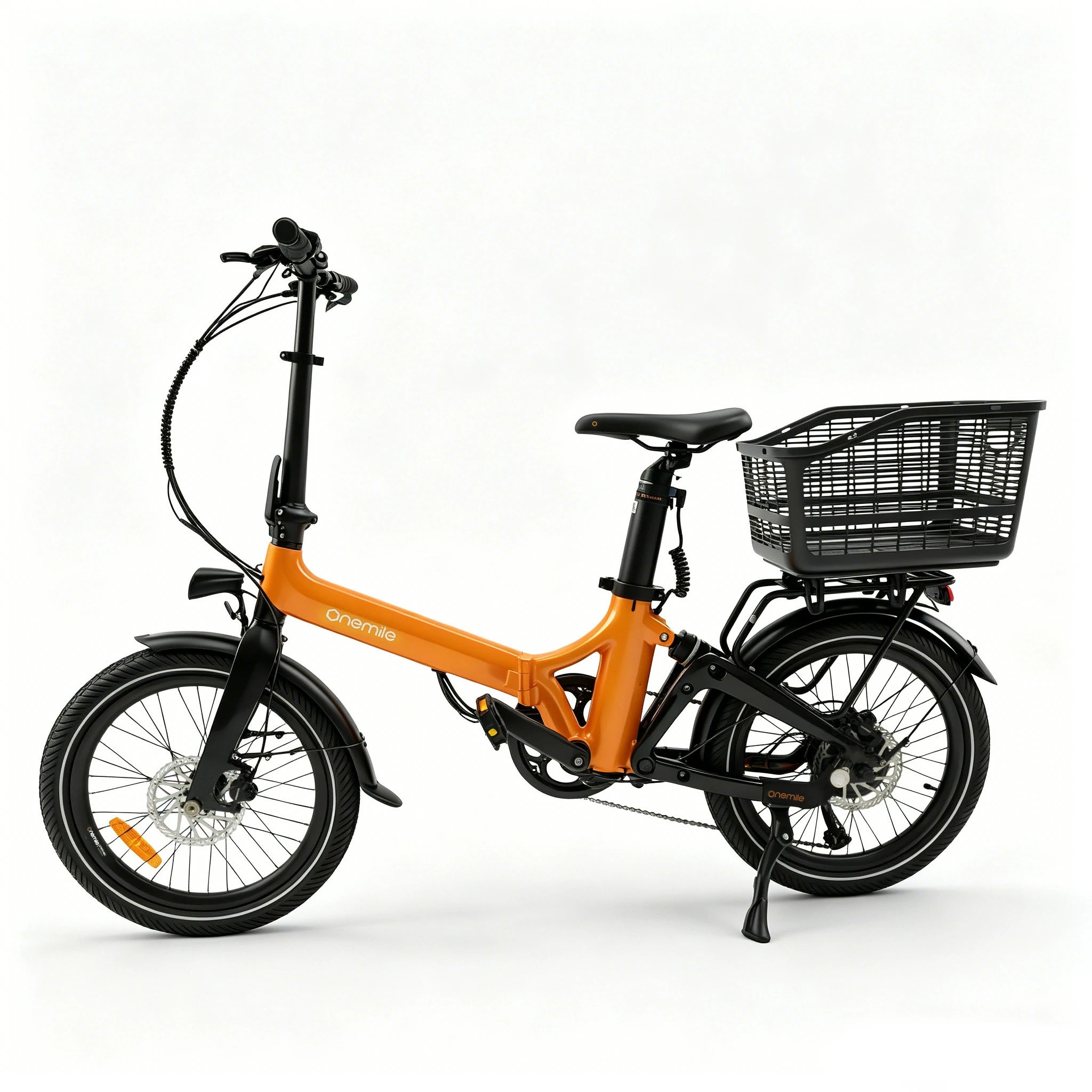 Onemile e-bike rear rack basket mounted behind the saddle for extra cargo storage