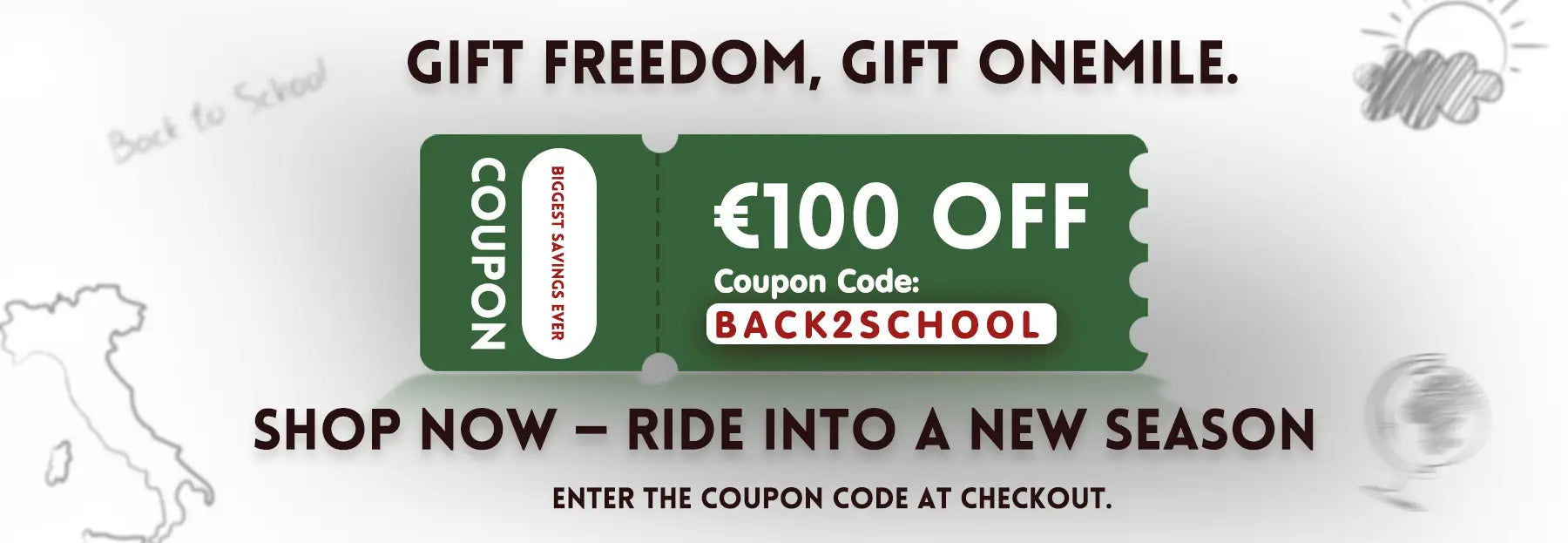 Save big with Onemile Ebike Back to School Sale Coupon Code